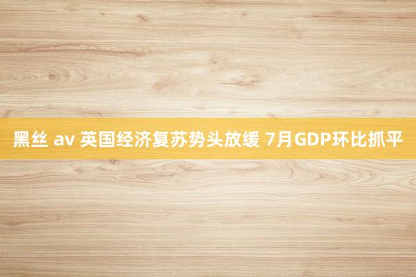黑丝 av 英国经济复苏势头放缓 7月GDP环比抓平
