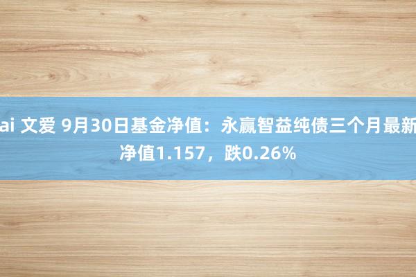 ai 文爱 9月30日基金净值：永赢智益纯债三个月最新净值1.157，跌0.26%