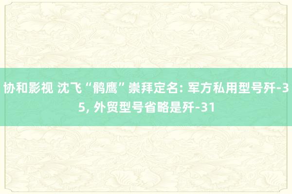协和影视 沈飞“鹘鹰”崇拜定名: 军方私用型号歼-35， 外贸型号省略是歼-31