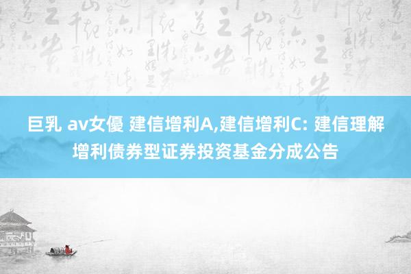 巨乳 av女優 建信增利A,建信增利C: 建信理解增利债券型证券投资基金分成公告