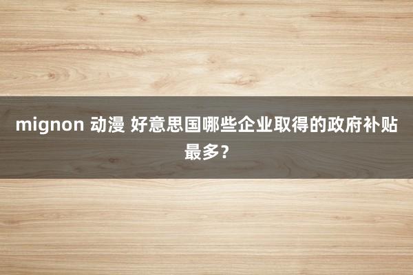 mignon 动漫 好意思国哪些企业取得的政府补贴最多?