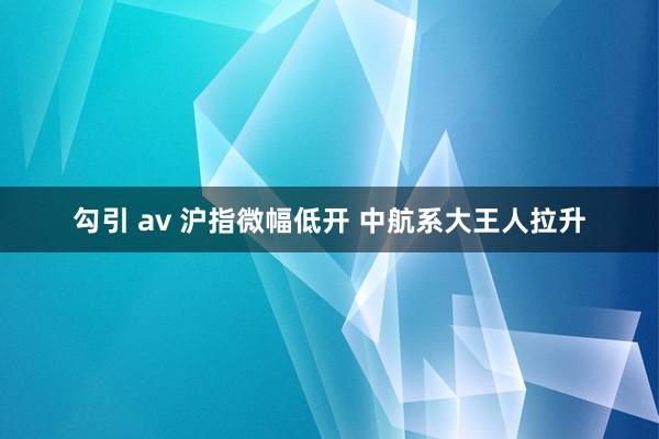 勾引 av 沪指微幅低开 中航系大王人拉升