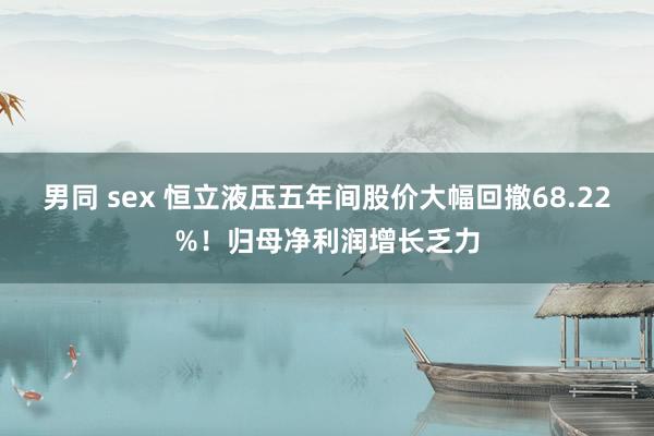 男同 sex 恒立液压五年间股价大幅回撤68.22%！归母净利润增长乏力