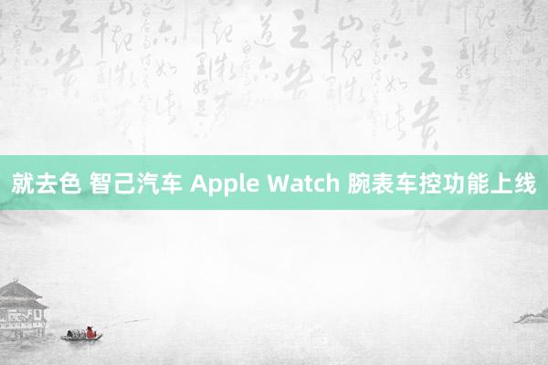 就去色 智己汽车 Apple Watch 腕表车控功能上线