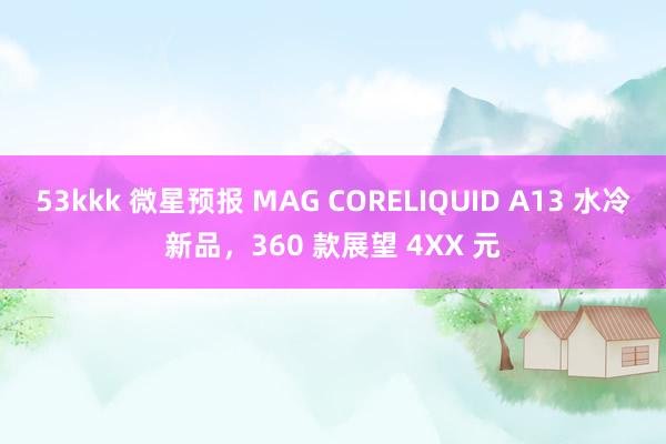 53kkk 微星预报 MAG CORELIQUID A13 水冷新品，360 款展望 4XX 元