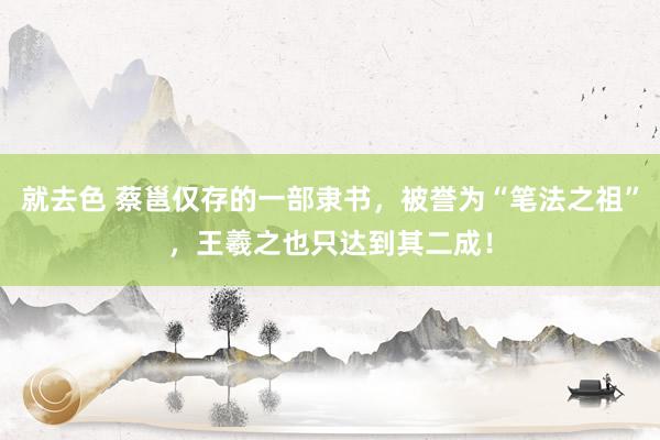 就去色 蔡邕仅存的一部隶书，被誉为“笔法之祖”，王羲之也只达到其二成！