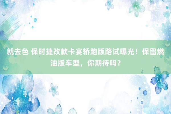 就去色 保时捷改款卡宴轿跑版路试曝光！保留燃油版车型，你期待吗？