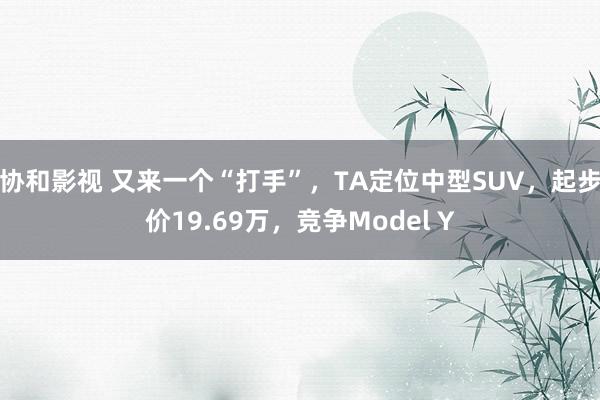 协和影视 又来一个“打手”，TA定位中型SUV，起步价19.69万，竞争Model Y