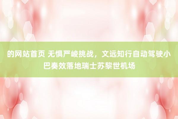 的网站首页 无惧严峻挑战，文远知行自动驾驶小巴奏效落地瑞士苏黎世机场