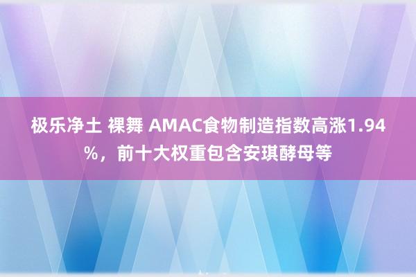 极乐净土 裸舞 AMAC食物制造指数高涨1.94%，前十大权重包含安琪酵母等