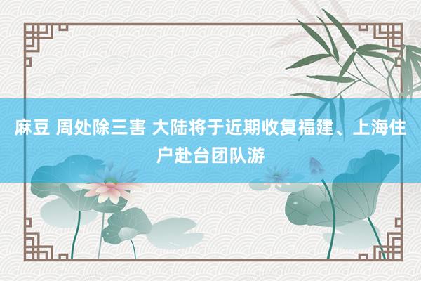 麻豆 周处除三害 大陆将于近期收复福建、上海住户赴台团队游
