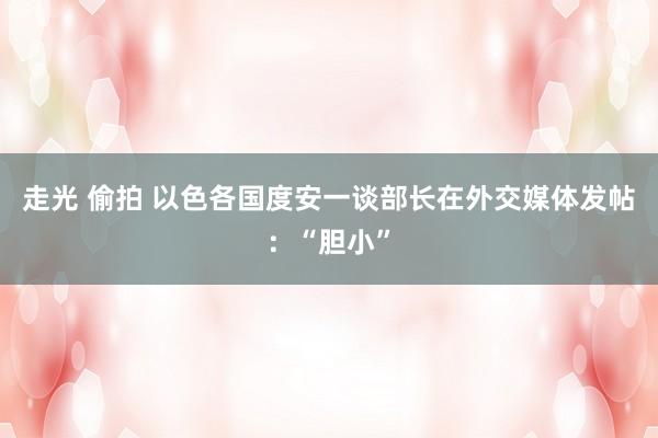 走光 偷拍 以色各国度安一谈部长在外交媒体发帖：“胆小”