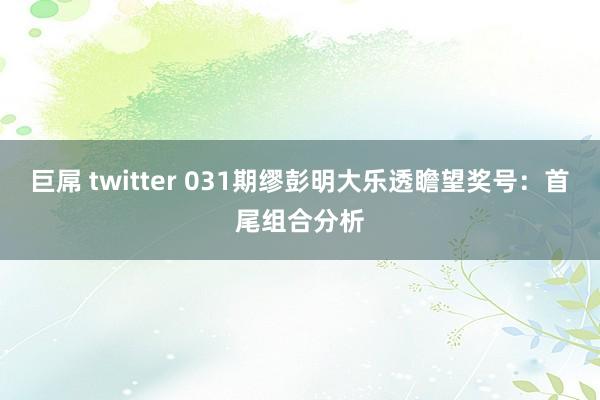 巨屌 twitter 031期缪彭明大乐透瞻望奖号：首尾组合分析
