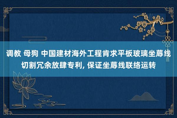 调教 母狗 中国建材海外工程肯求平板玻璃坐蓐线切割冗余放肆专利， 保证坐蓐线联络运转