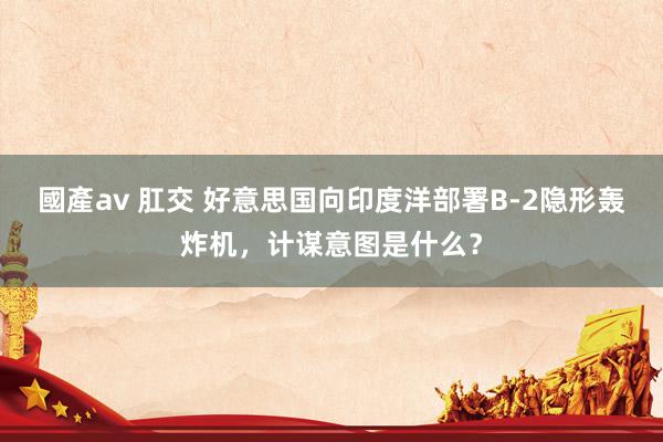 國產av 肛交 好意思国向印度洋部署B-2隐形轰炸机，计谋意图是什么？