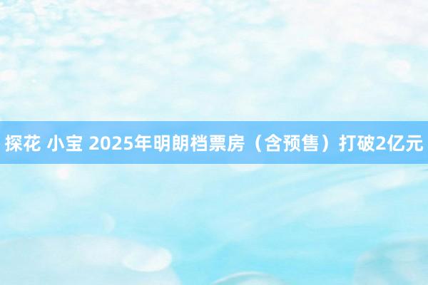 探花 小宝 2025年明朗档票房（含预售）打破2亿元
