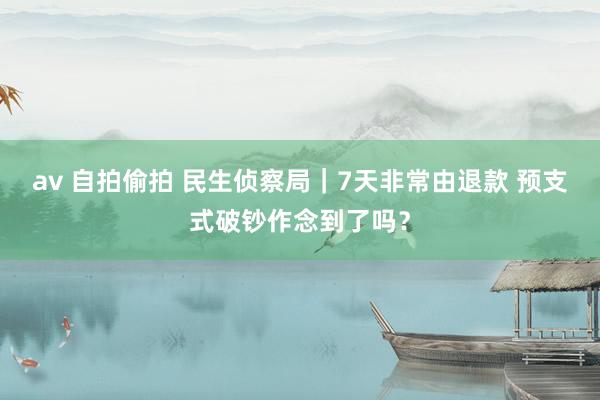av 自拍偷拍 民生侦察局｜7天非常由退款 预支式破钞作念到了吗？
