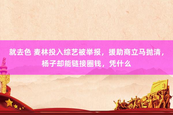 就去色 麦林投入综艺被举报，援助商立马抛清，杨子却能链接圈钱，凭什么