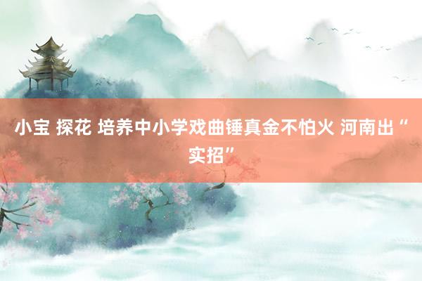 小宝 探花 培养中小学戏曲锤真金不怕火 河南出“实招”