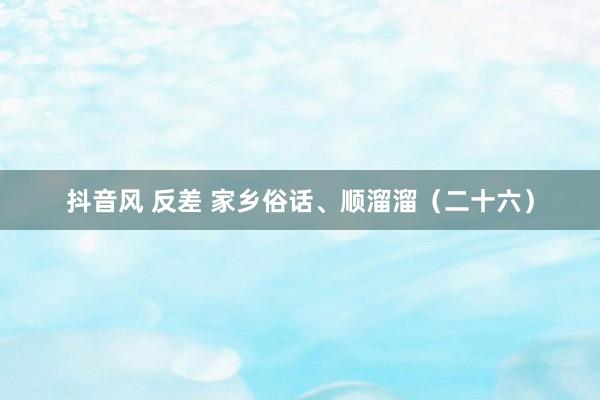 抖音风 反差 家乡俗话、顺溜溜（二十六）