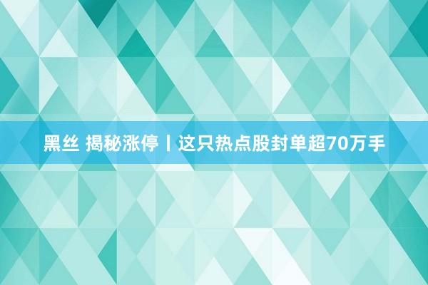 黑丝 揭秘涨停丨这只热点股封单超70万手