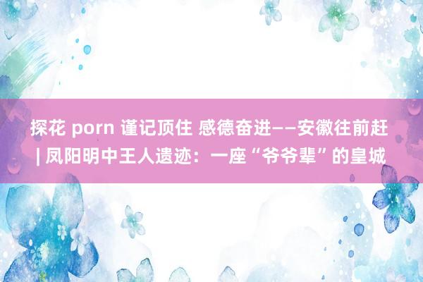 探花 porn 谨记顶住 感德奋进——安徽往前赶 | 凤阳明中王人遗迹：一座“爷爷辈”的皇城