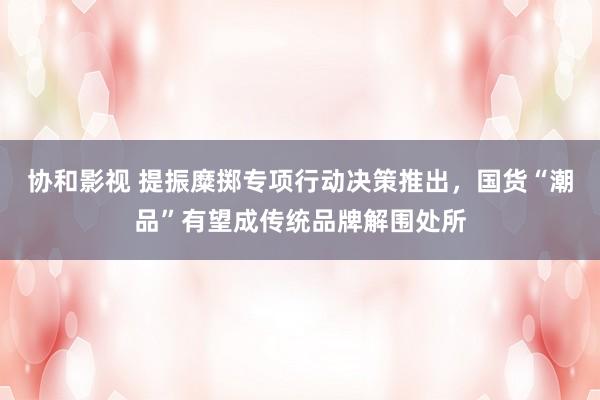 协和影视 提振糜掷专项行动决策推出，国货“潮品”有望成传统品牌解围处所