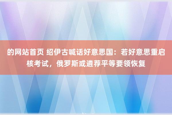 的网站首页 绍伊古喊话好意思国：若好意思重启核考试，俄罗斯或遴荐平等要领恢复