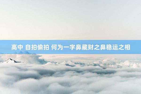 高中 自拍偷拍 何为一字鼻藏财之鼻稳运之相
